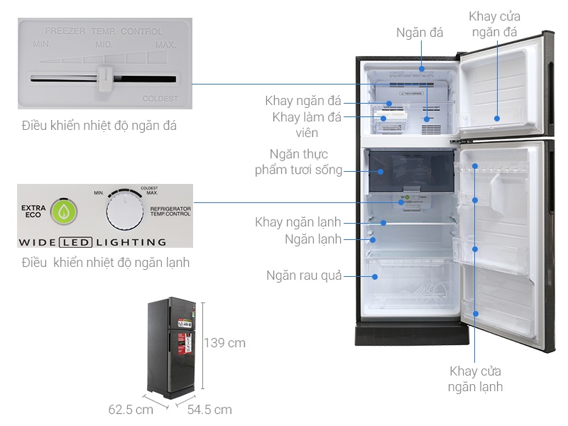 Tủ lạnh Sharp SJ-193E 180 lít chính hãng giá rẻ